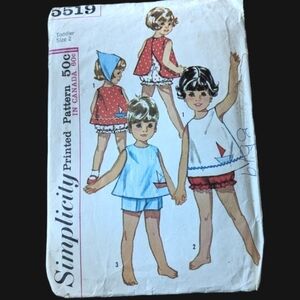 Simplicity Sewing Pattern 5519 Vintage Toddler Size 2